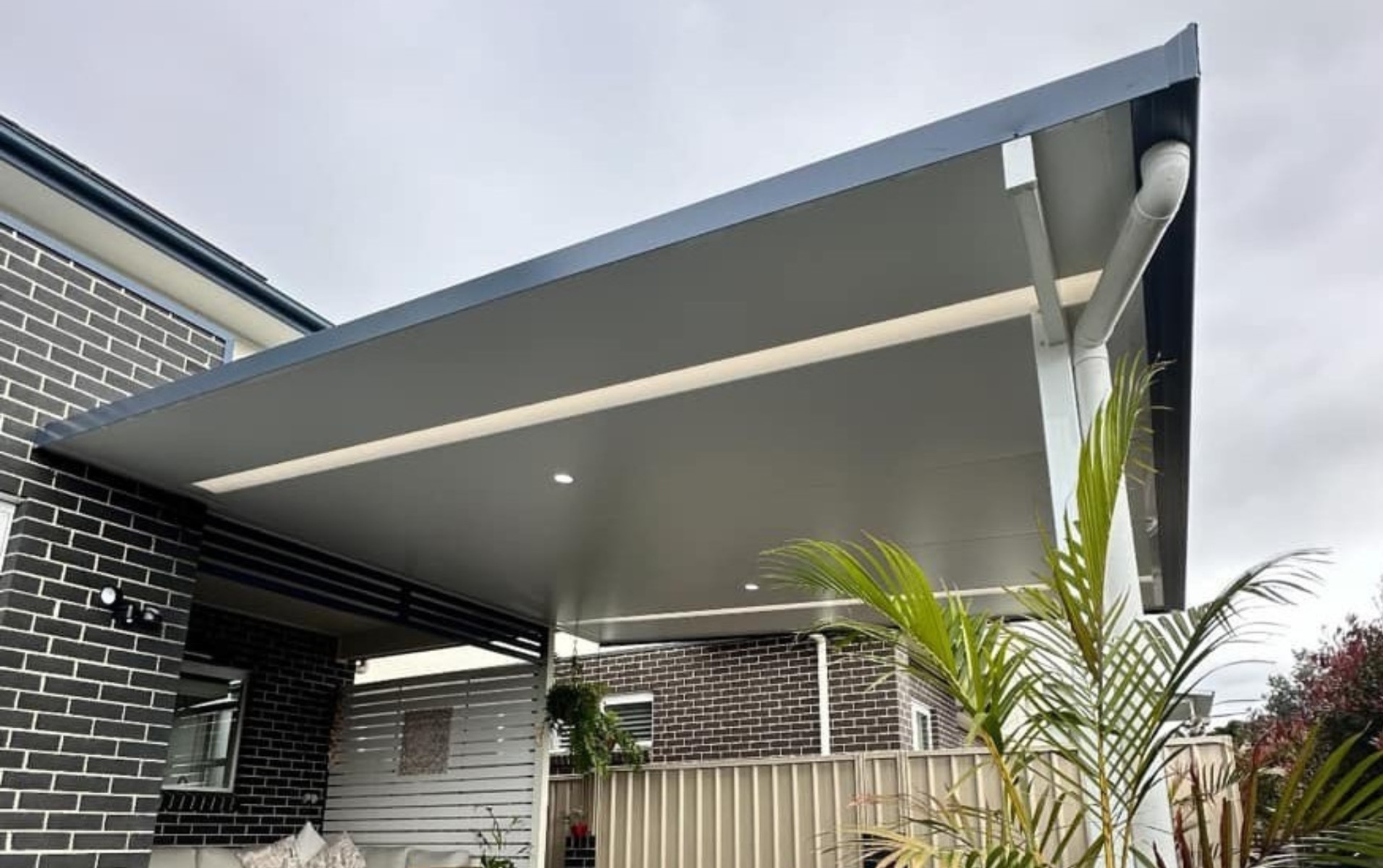 Patio with Insulated Panel Roof with Skylight Panel Inserts and Downlight Accessories